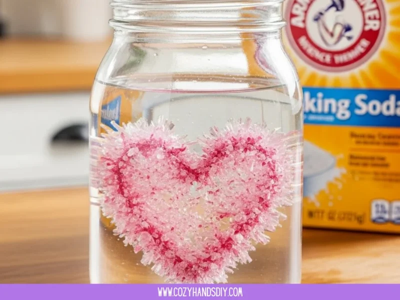Baking Soda Crystal Heart Growth