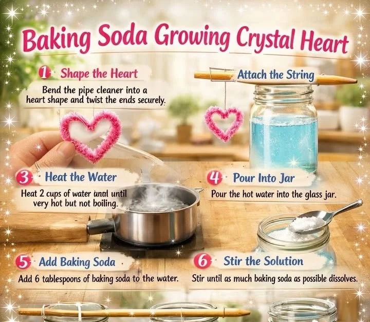 Baking Soda Crystal Heart Growth