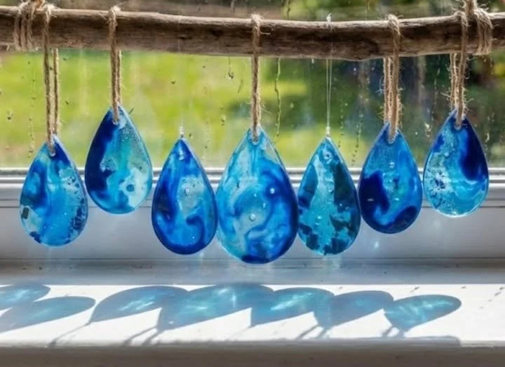 DIY Blue Crayon Suncatchers