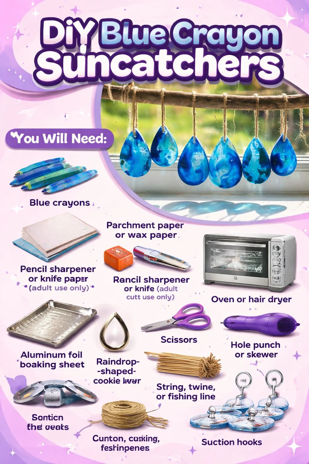DIY Blue Crayon Suncatchers