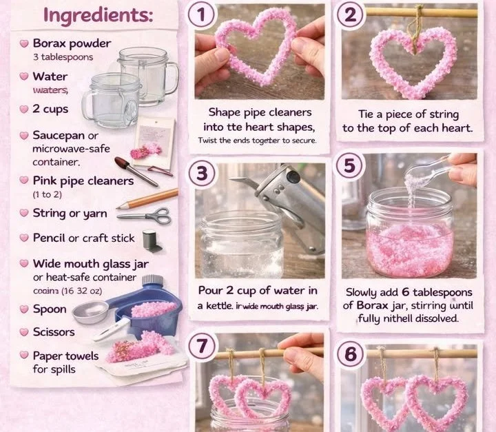 Growing Crystal Pink Hearts