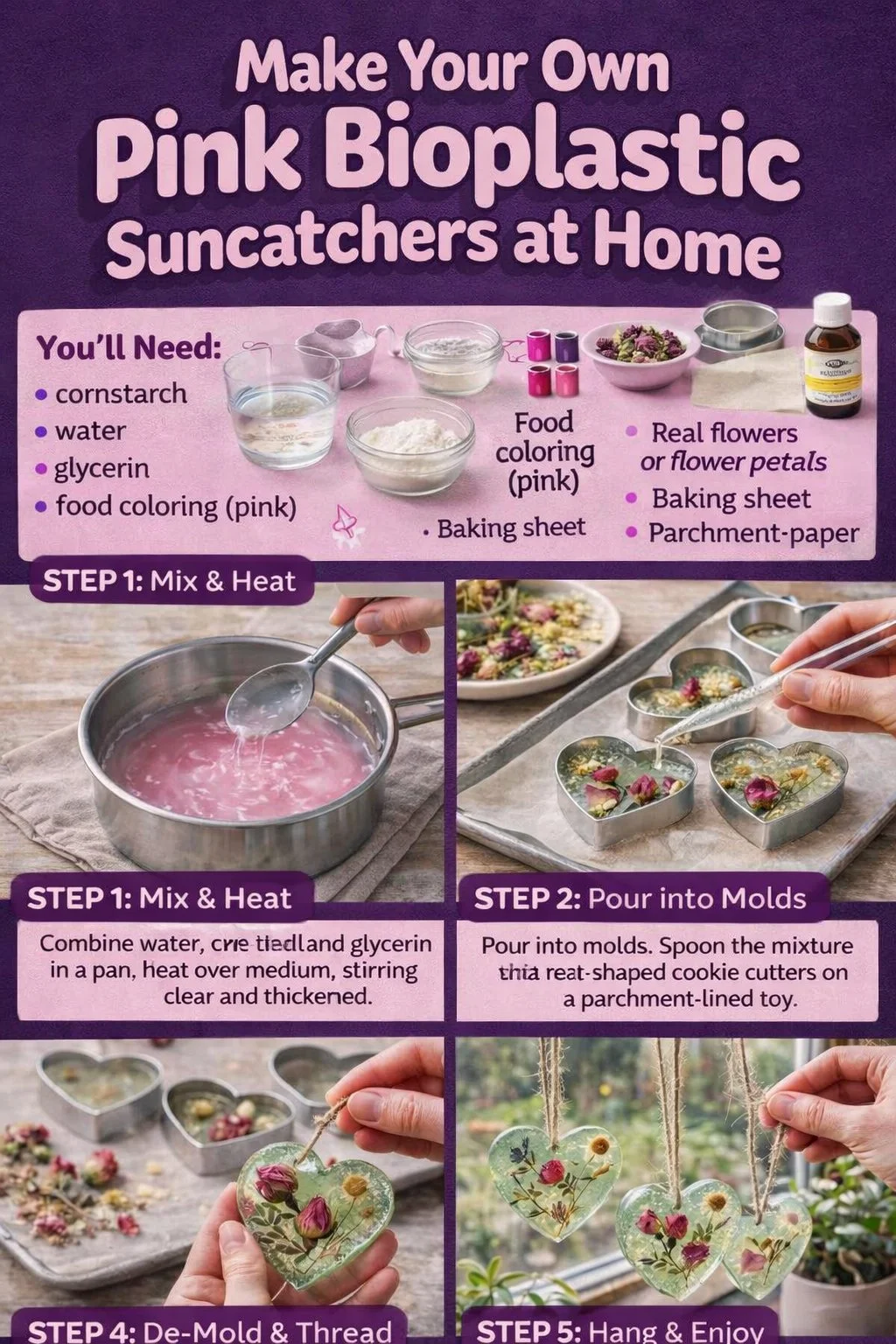 Make Your Own Pink Bioplastic Suncatchers at Home