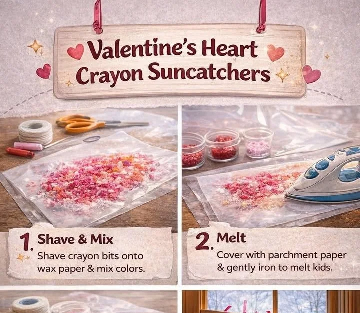 Red Crayon Hearts Suncatchers Valentine