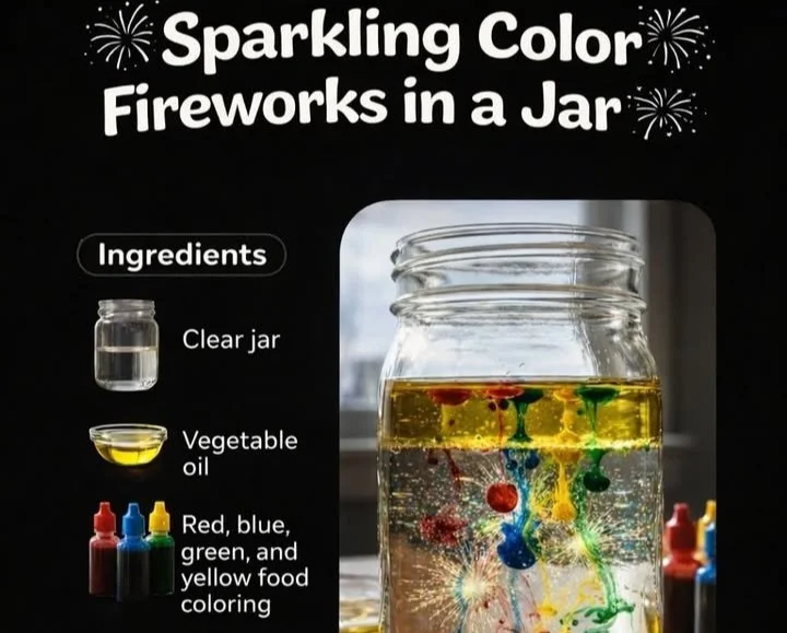 Sparkling Color Fireworks in a Jar