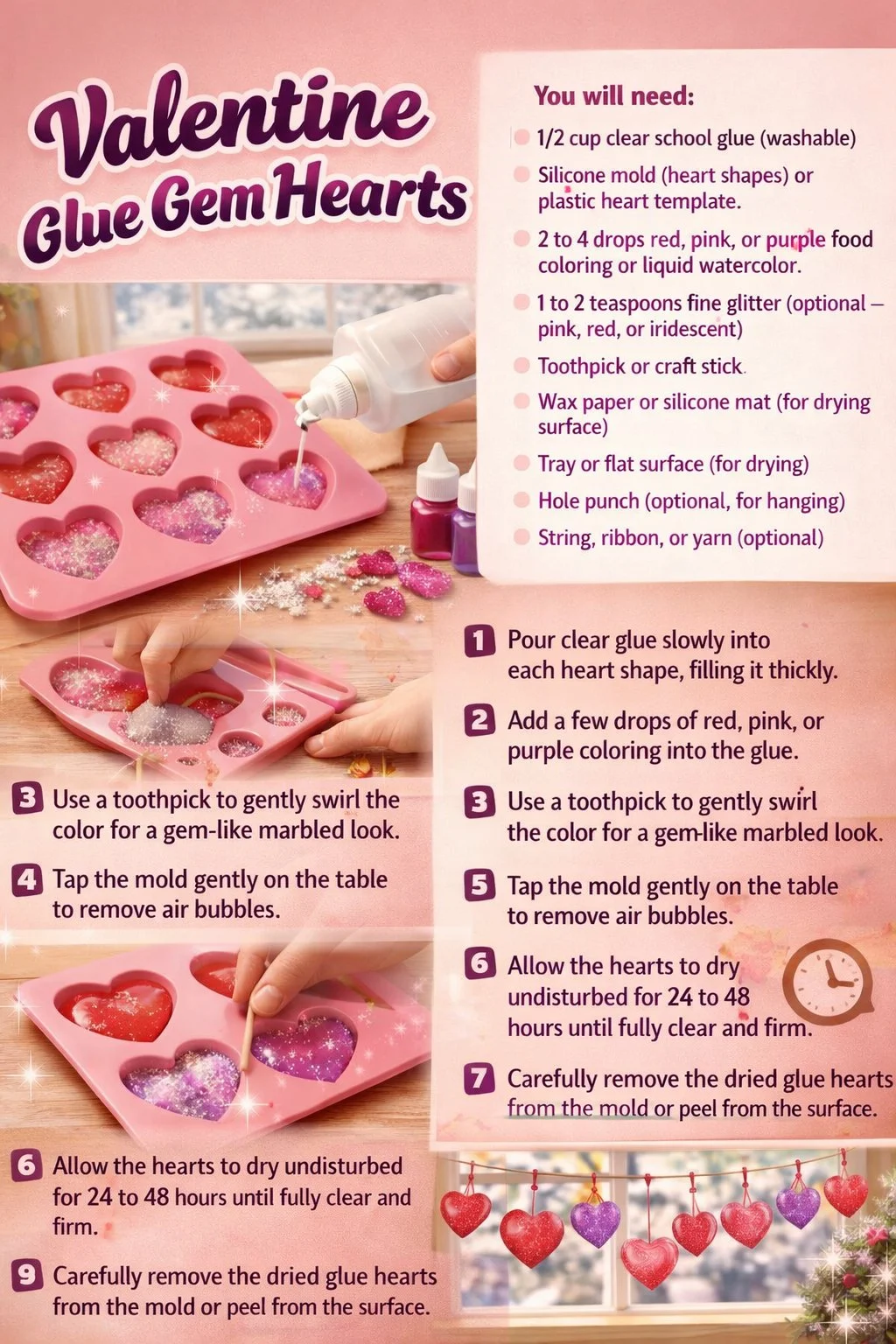 Valentine Glue Gem Hearts
