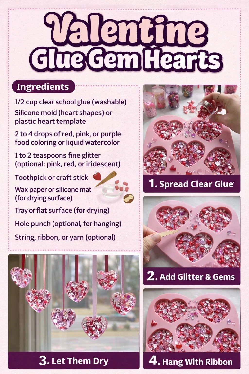 Valentine Glue Gem Hearts