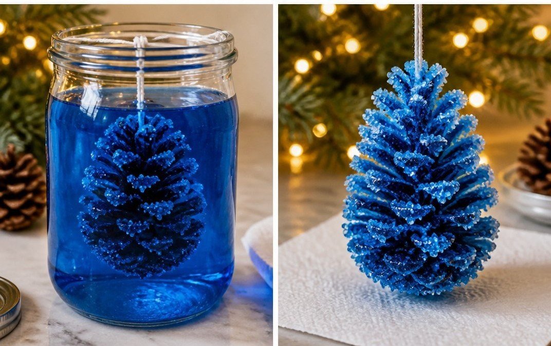 Easy Frozen Ice Crystal Pinecones
