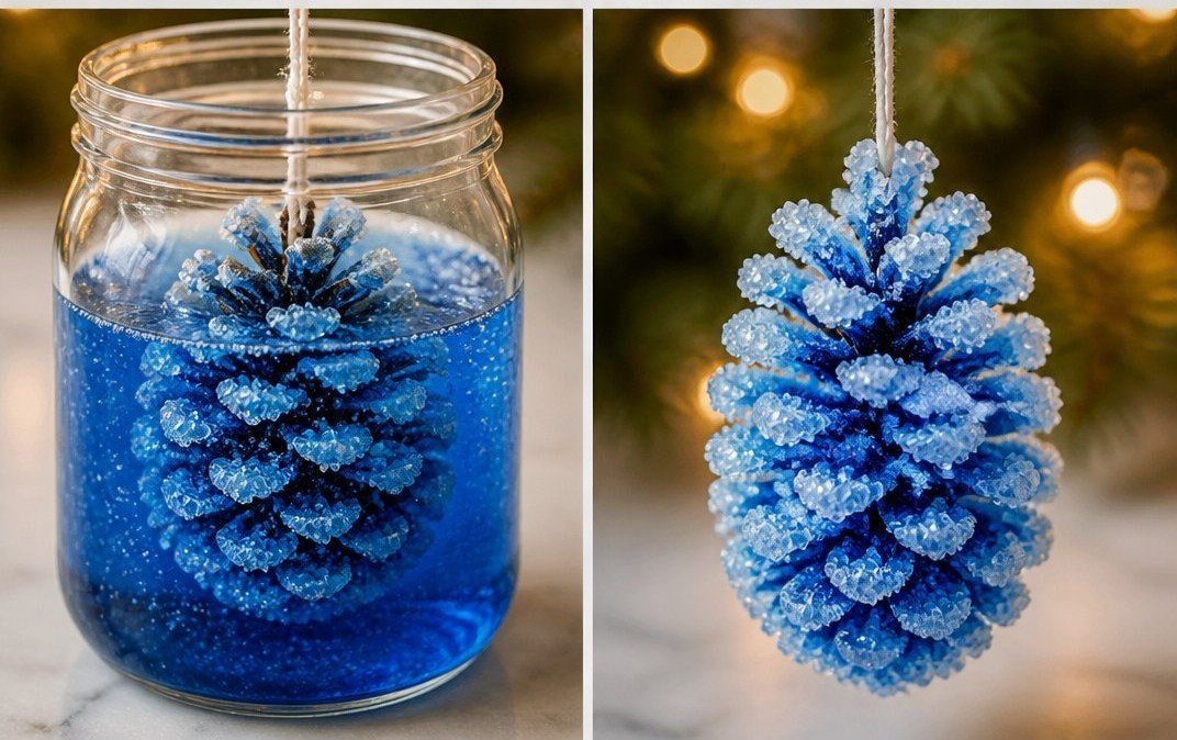 Easy Frozen Ice Crystal Pinecones