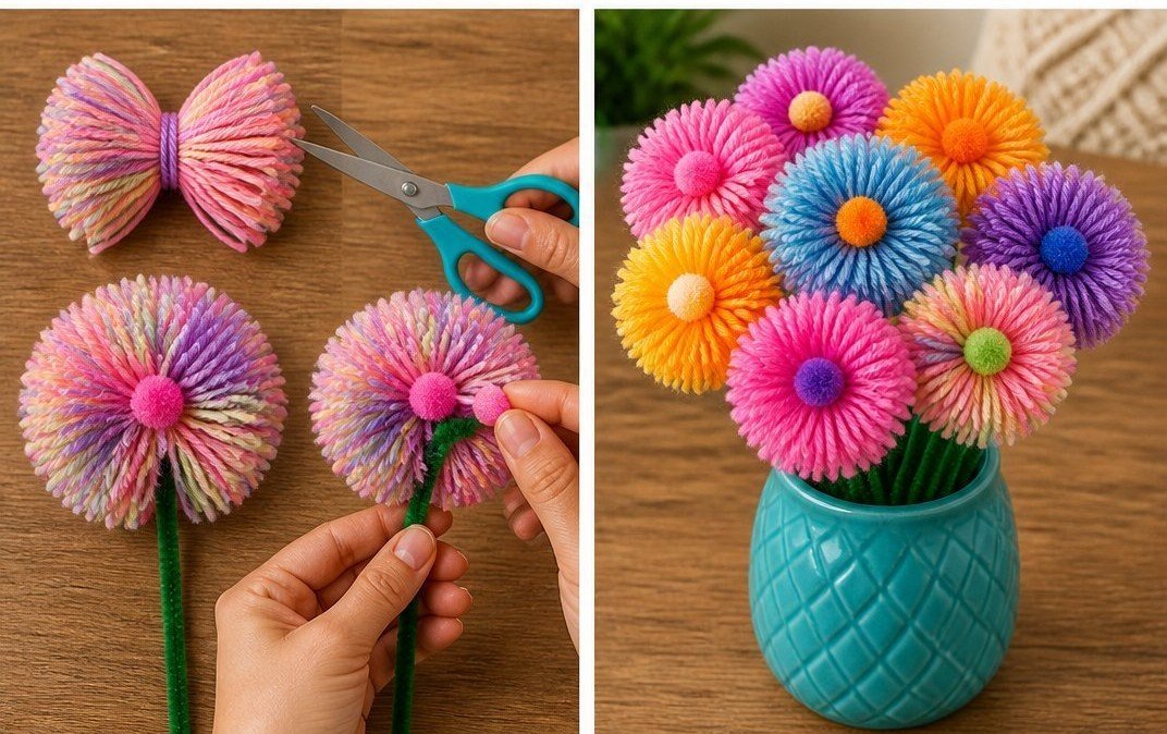 Fork Pom-Pom Flower Bouquet