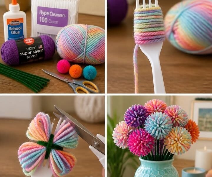 Fork Pom-Pom Flower Bouquet Becomes Cozy