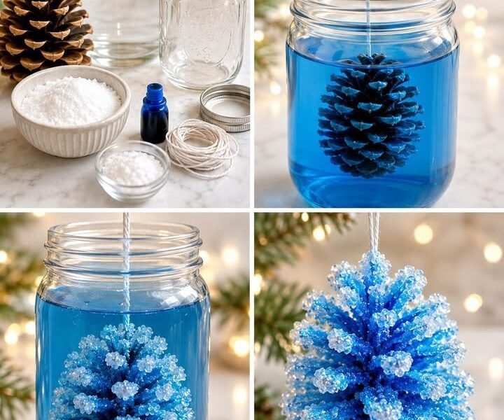 Easy Frozen Ice Crystal Pinecones
