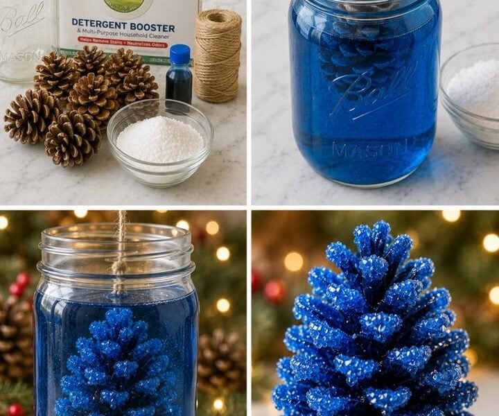 DIY Blue Crystal Pinecone Turns Cozy
