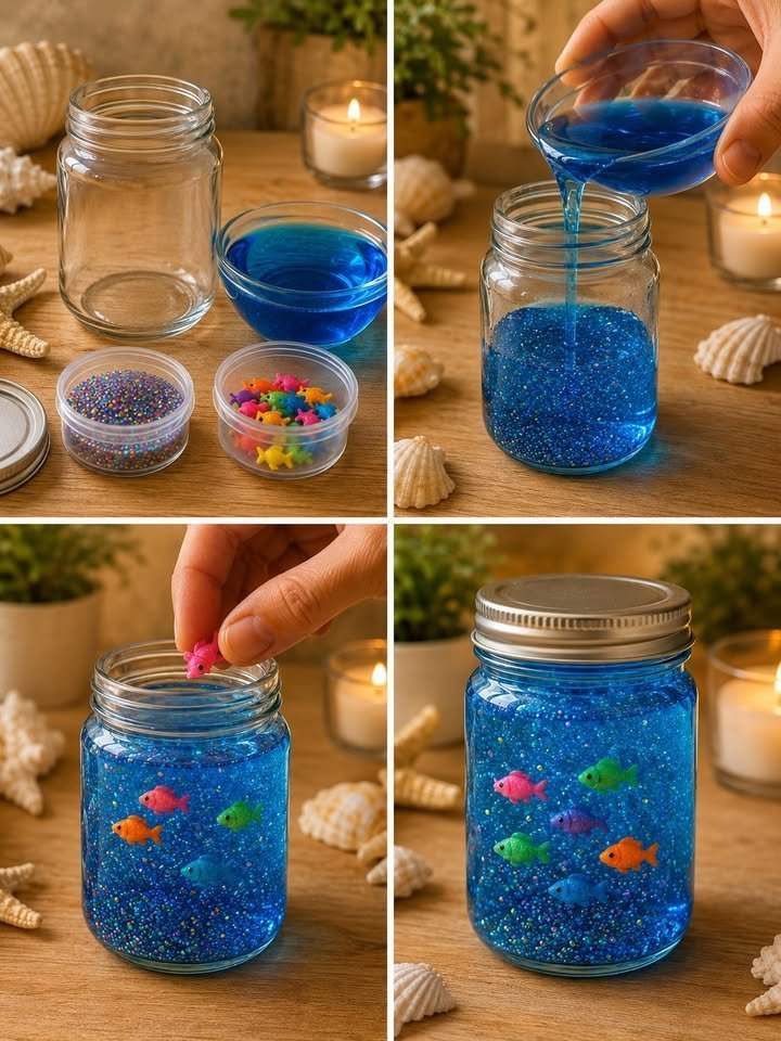 How to Make a Rainbow Ocean Jar At Home