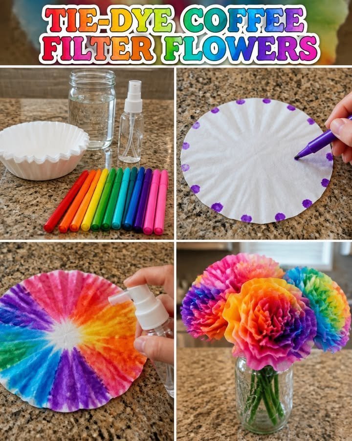 Tie-Dye Coffee Filter Flowers