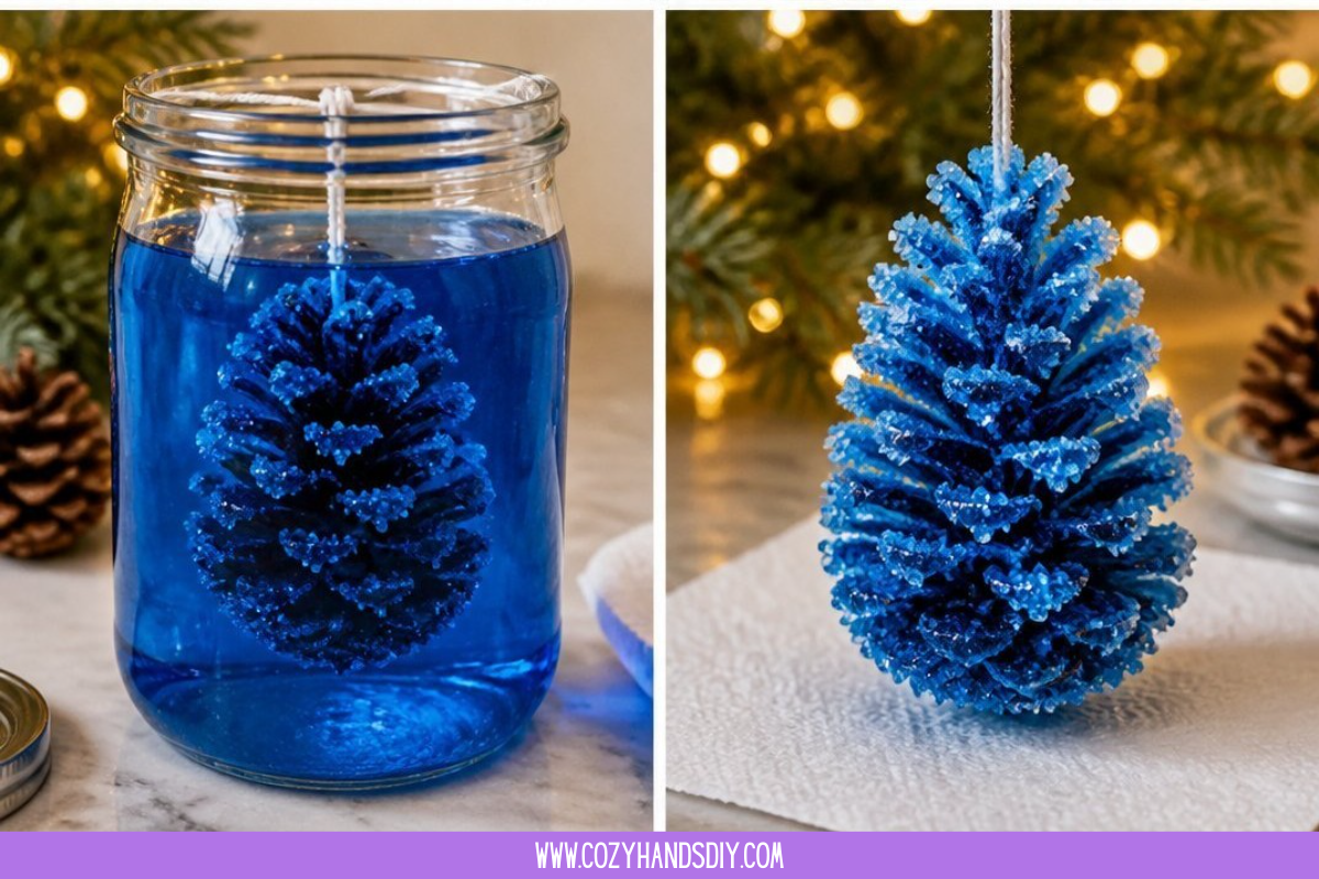 Easy Frozen Ice Crystal Pinecones