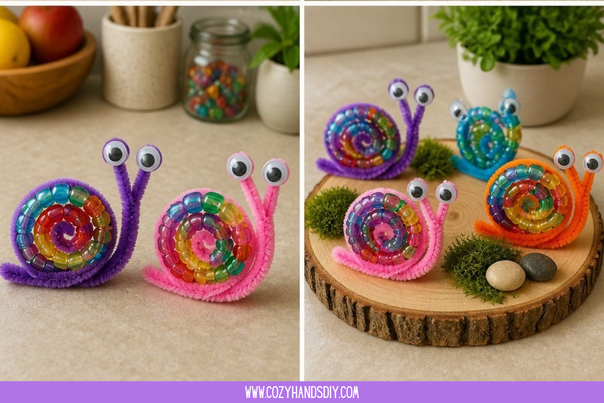 Rainbow Beaded Pipe Cleaner Snails