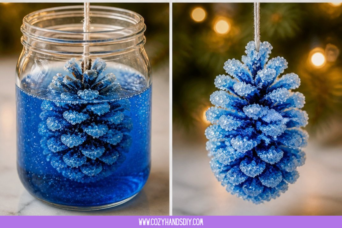 Easy Frozen Ice Crystal Pinecones Cozy