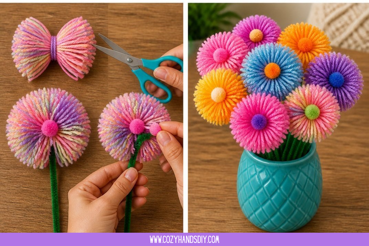 Fork Pom-Pom Flower Bouquet Becomes Cozy