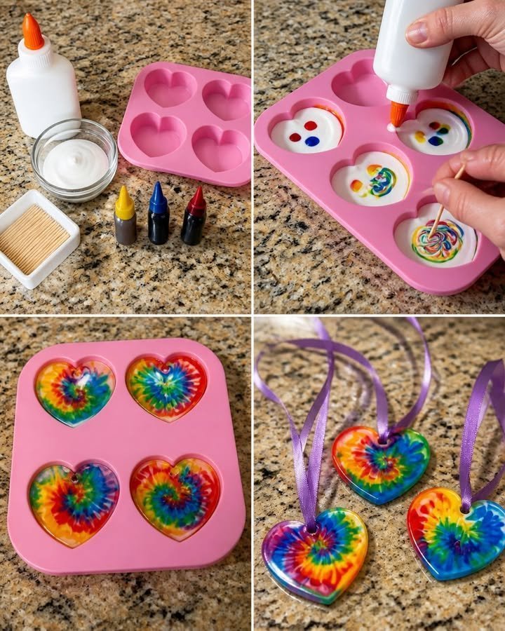 Swirled Glue Sun Catchers Become Cozy