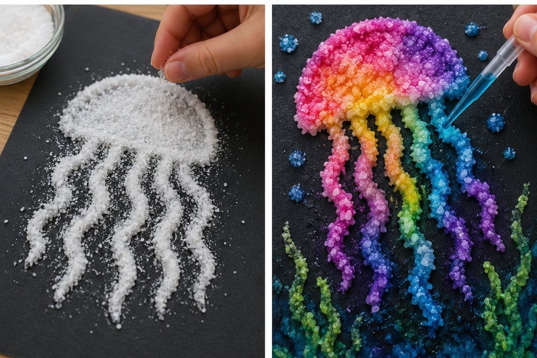 Rainbow Salt Painting Jellyfish
